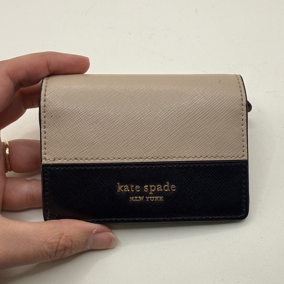 kate spade Handbags - Kate Spade Pink Tan Black Mini Trifold ID Card Holder Walleh